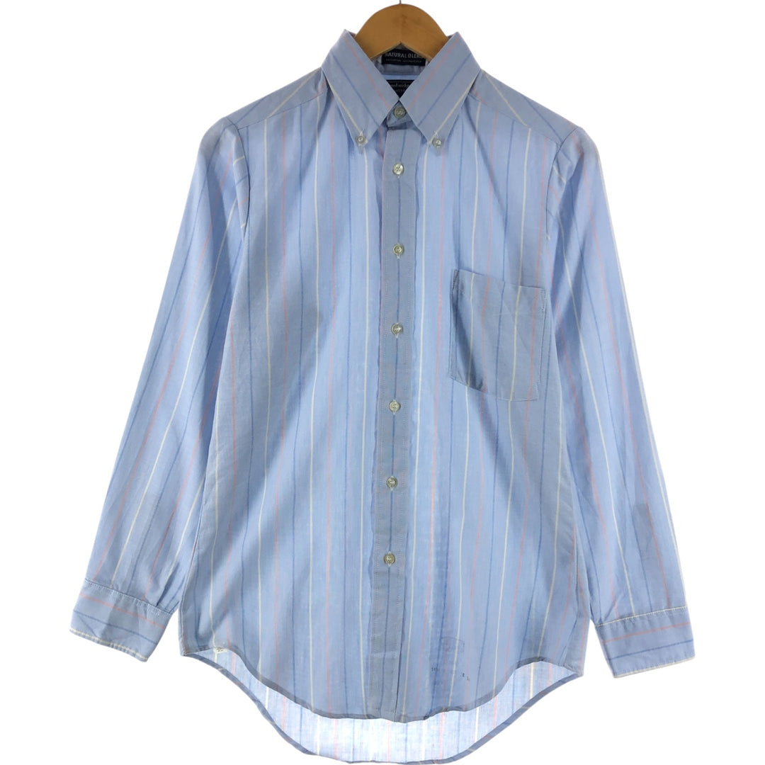 CAREEE CLUB CAMBRIDGE HALL NATURAL BLEND Long Sleeve Button-Down Striped Shirt Made in USA Men's S Size cotton Blue type light blue Vintage Second Hand