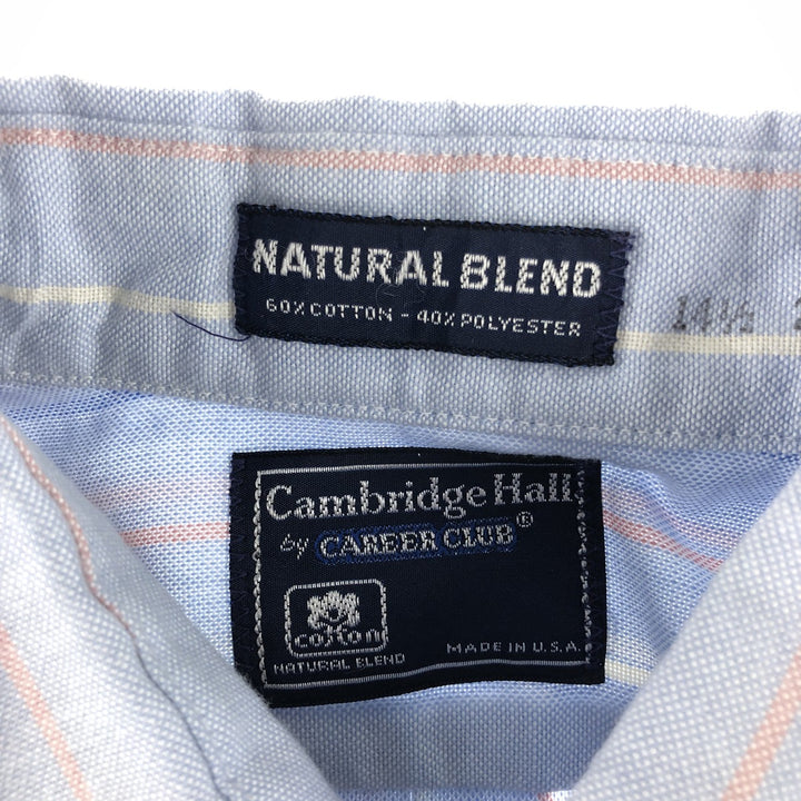 CAREEE CLUB CAMBRIDGE HALL NATURAL BLEND Long Sleeve Button-Down Striped Shirt Made in USA Men's S Size cotton Blue type light blue Vintage Second Hand