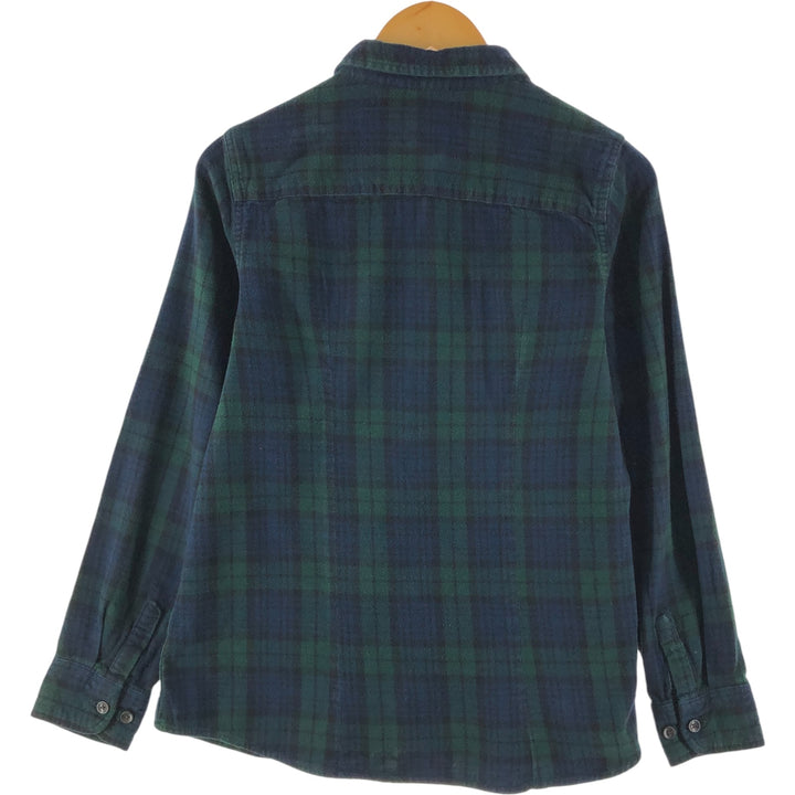 LLBean SLINGHTLY FITTED Blackwatch Check Long Sleeve Flannel Check Shirt, Women's M Size unclear navy blue type Vintage Second Hand