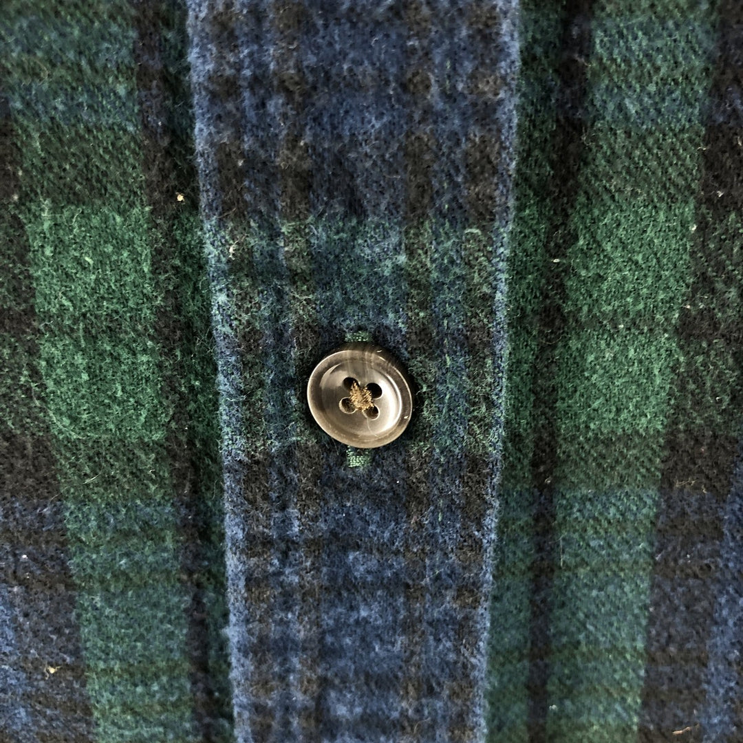LLBean SLINGHTLY FITTED Blackwatch Check Long Sleeve Flannel Check Shirt, Women's M Size unclear navy blue type Vintage Second Hand