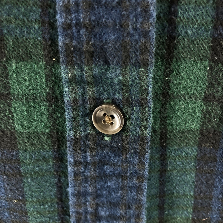 LLBean SLINGHTLY FITTED Blackwatch Check Long Sleeve Flannel Check Shirt, Women's M Size unclear navy blue type Vintage Second Hand