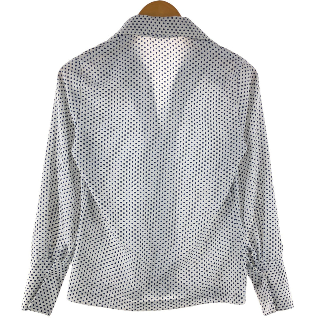 70'S NA-MA OF CALIFORNIA Dot Pattern Long Sleeve Open Collar Shirt Women's Size S Vintage unclear white type Vintage Second Hand