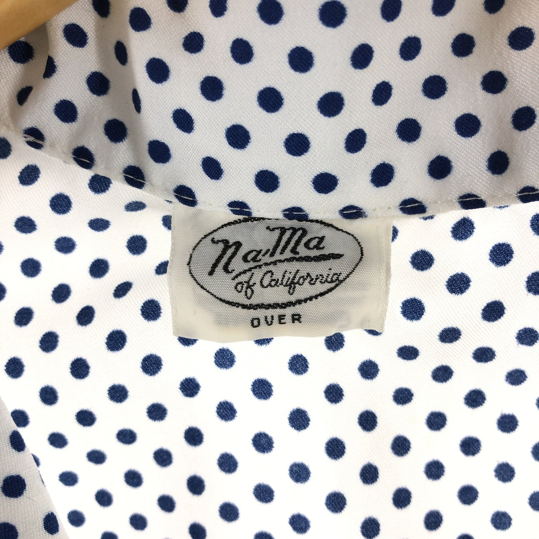 70'S NA-MA OF CALIFORNIA Dot Pattern Long Sleeve Open Collar Shirt Women's Size S Vintage unclear white type Vintage Second Hand
