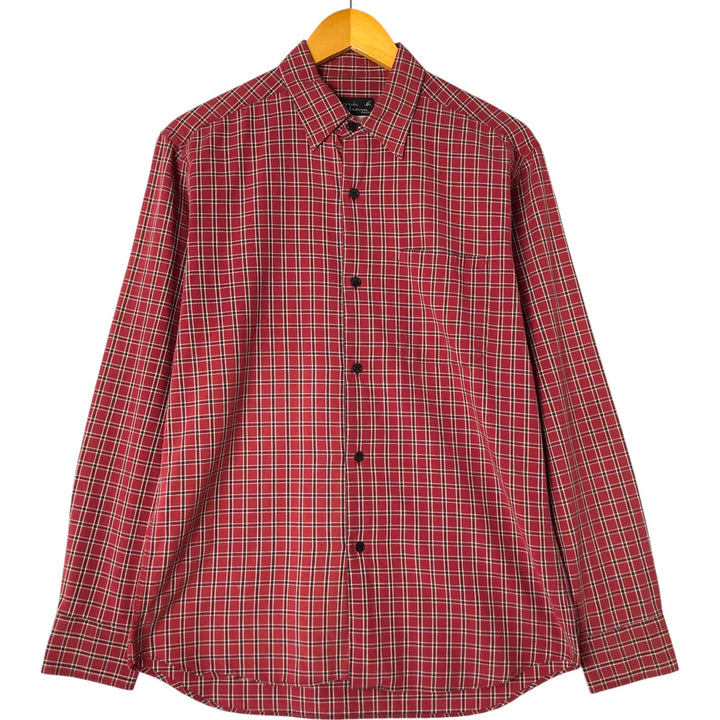 agnes b. HOMME long sleeve cotton check shirt, men's size M cotton red type Vintage Second Hand