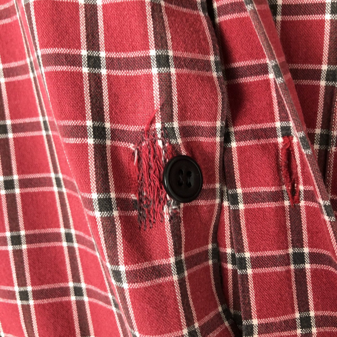 agnes b. HOMME long sleeve cotton check shirt, men's size M cotton red type Vintage Second Hand