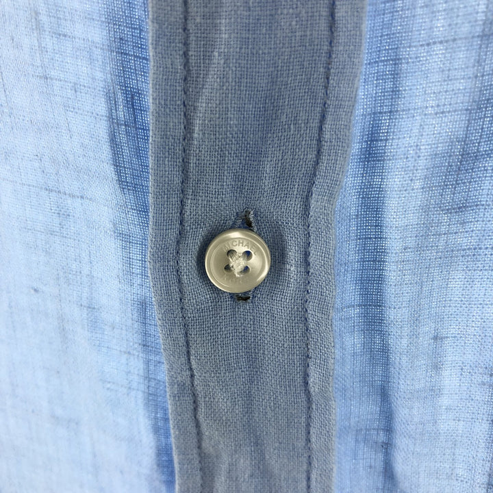 Michael Kors TAILORED FIT long sleeve linen shirt, men's size L linen Blue type light blue Vintage Second Hand
