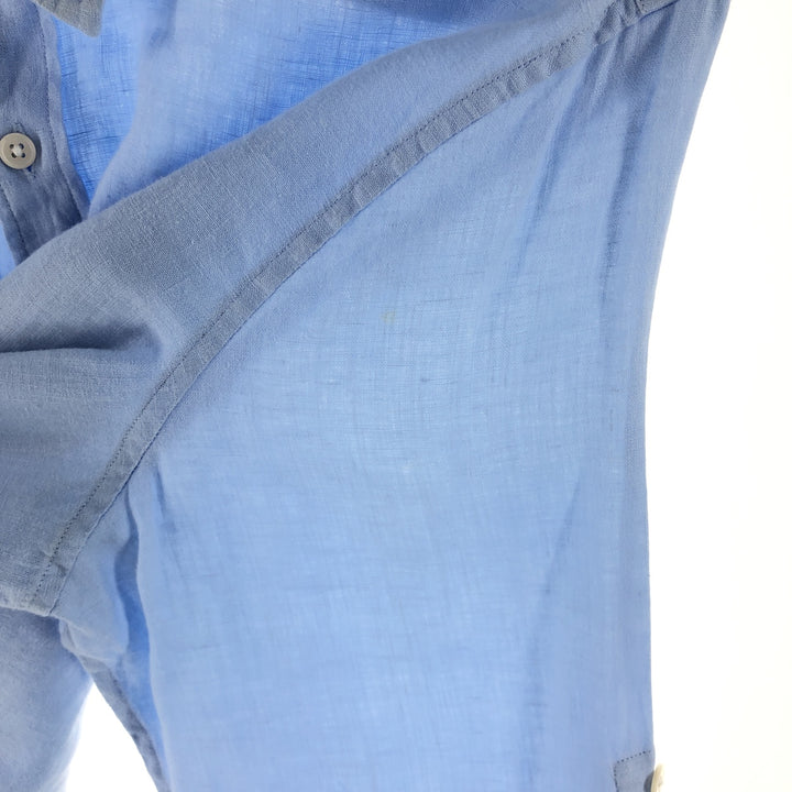 Michael Kors TAILORED FIT long sleeve linen shirt, men's size L linen Blue type light blue Vintage Second Hand