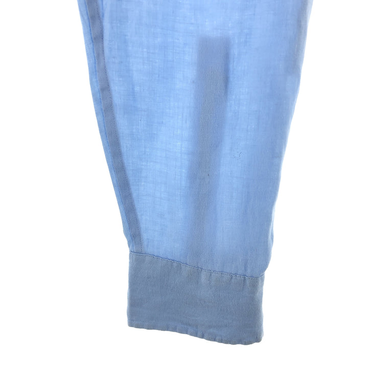 Michael Kors TAILORED FIT long sleeve linen shirt, men's size L linen Blue type light blue Vintage Second Hand