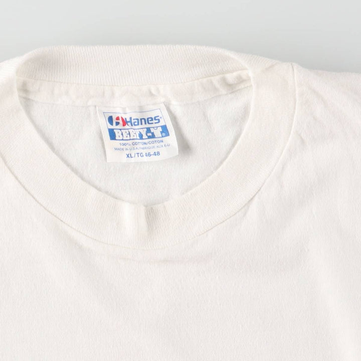 90'S Hanes BEEFY-T Printed T-shirt Made in USA Men's XL Vintage cotton white type Vintage Second Hand