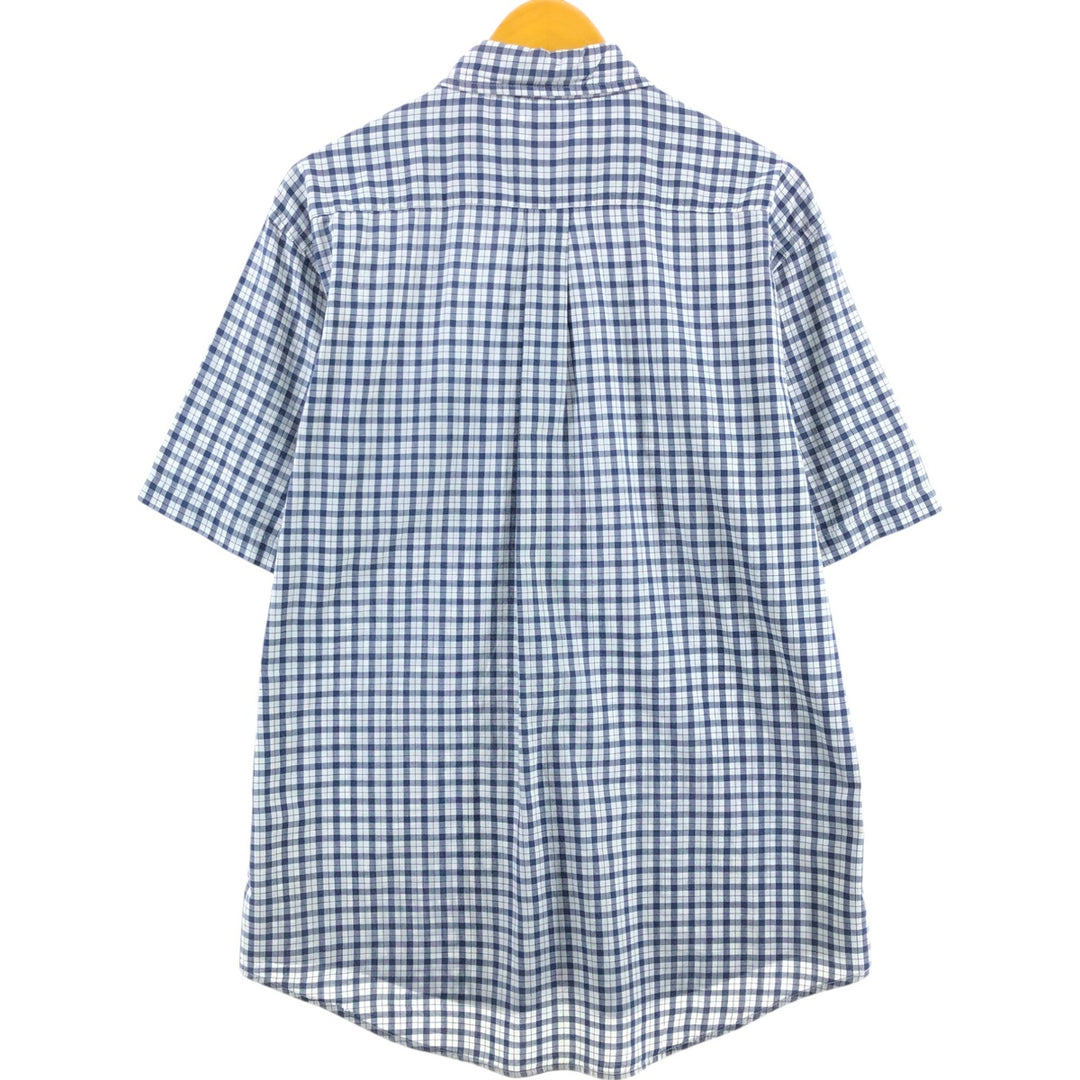 Brooks Brothers 346 short sleeve button down check shirt, men's size L cotton black type Vintage Second Hand