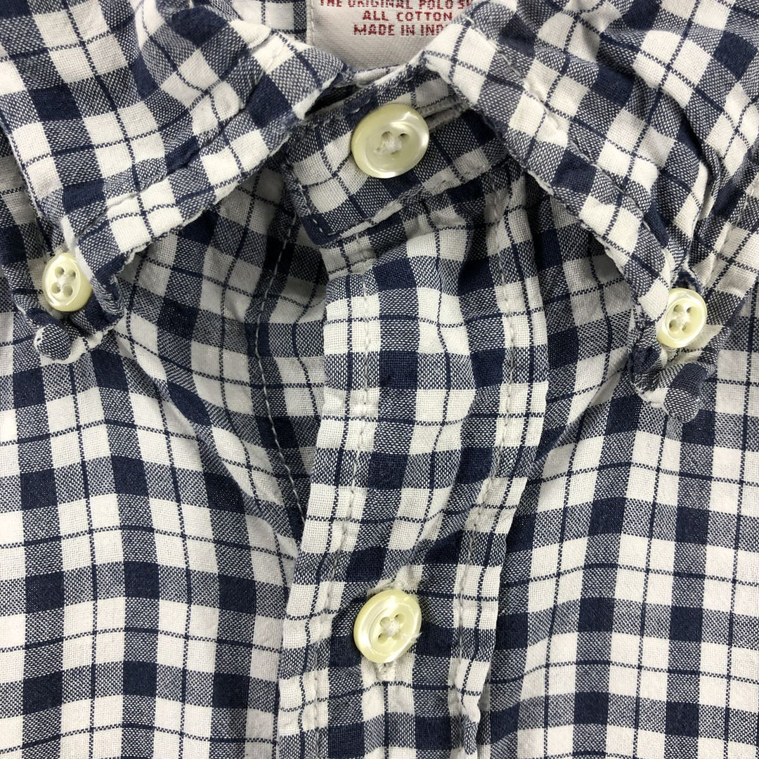 Brooks Brothers 346 short sleeve button down check shirt, men's size L cotton black type Vintage Second Hand