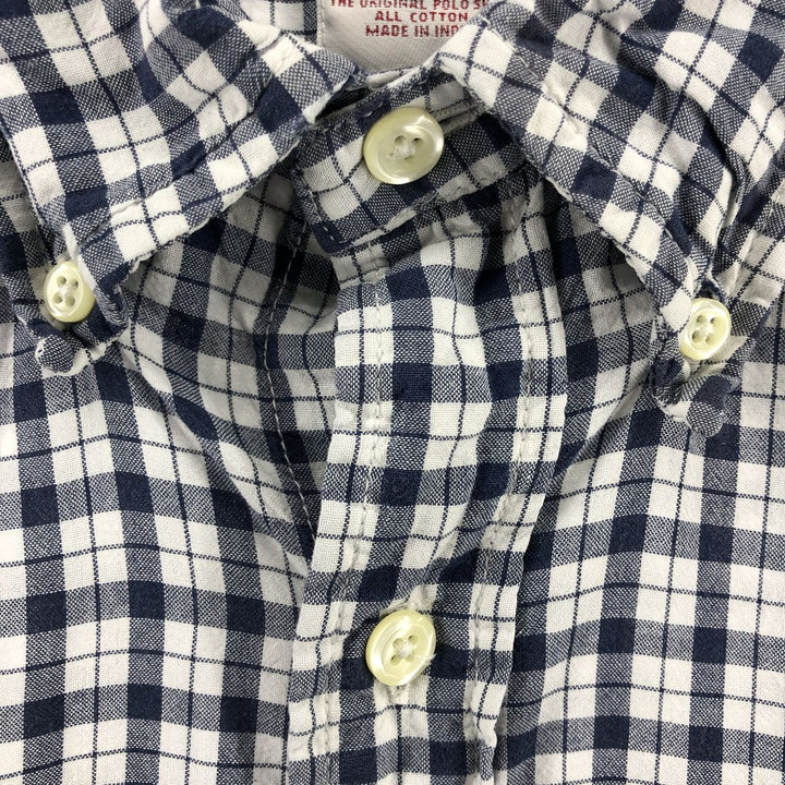 Brooks Brothers 346 short sleeve button down check shirt, men's size L cotton black type Vintage Second Hand