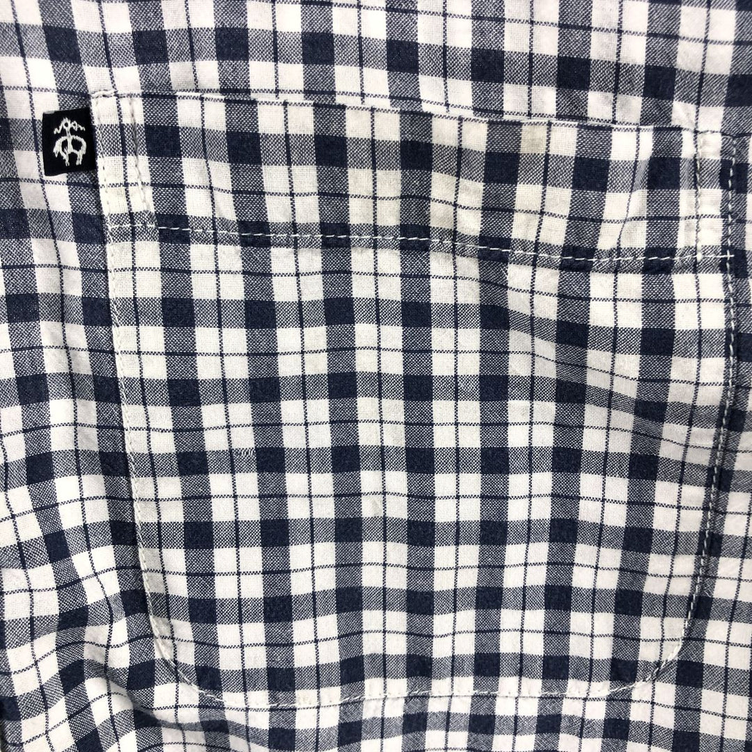 Brooks Brothers 346 short sleeve button down check shirt, men's size L cotton black type Vintage Second Hand