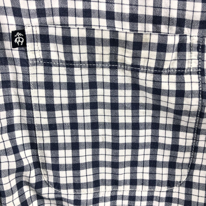 Brooks Brothers 346 short sleeve button down check shirt, men's size L cotton black type Vintage Second Hand