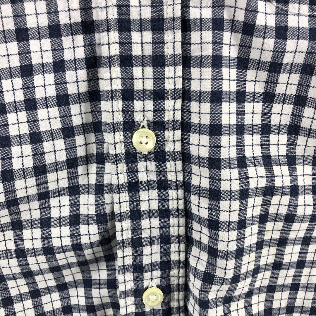 Brooks Brothers 346 short sleeve button down check shirt, men's size L cotton black type Vintage Second Hand