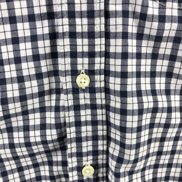 Brooks Brothers 346 short sleeve button down check shirt, men's size L cotton black type Vintage Second Hand