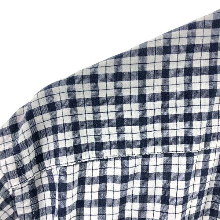 Brooks Brothers 346 short sleeve button down check shirt, men's size L cotton black type Vintage Second Hand