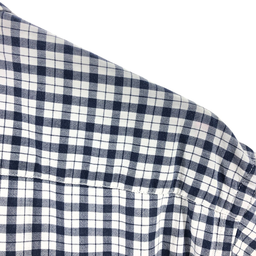 Brooks Brothers 346 short sleeve button down check shirt, men's size L cotton black type Vintage Second Hand