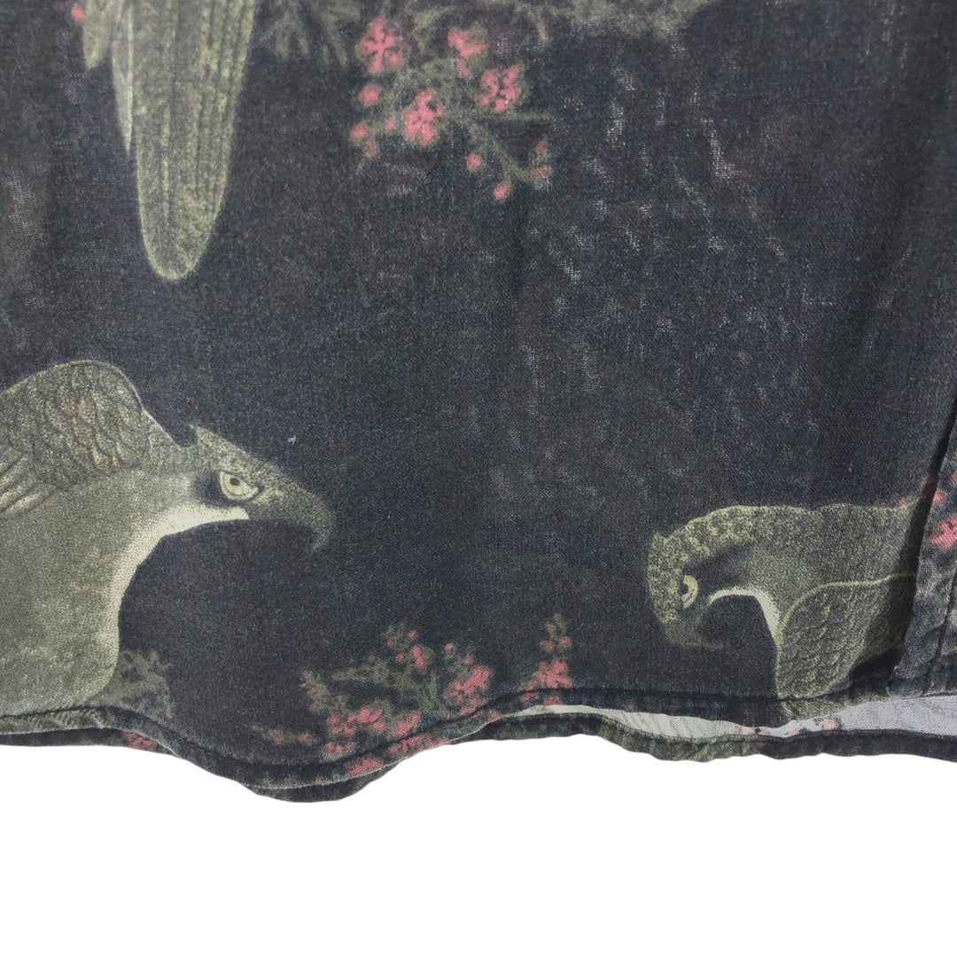 VINTAGE Re-mastered Japanese pattern box shirt, short sleeve, open collar, viscose shirt, men's XL size Viscose black type Vintage Second Hand