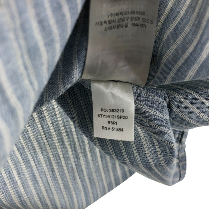 00'S Patagonia 5412SP20 short sleeve cotton striped shirt, men's size L cotton Blue type light blue Vintage Second Hand