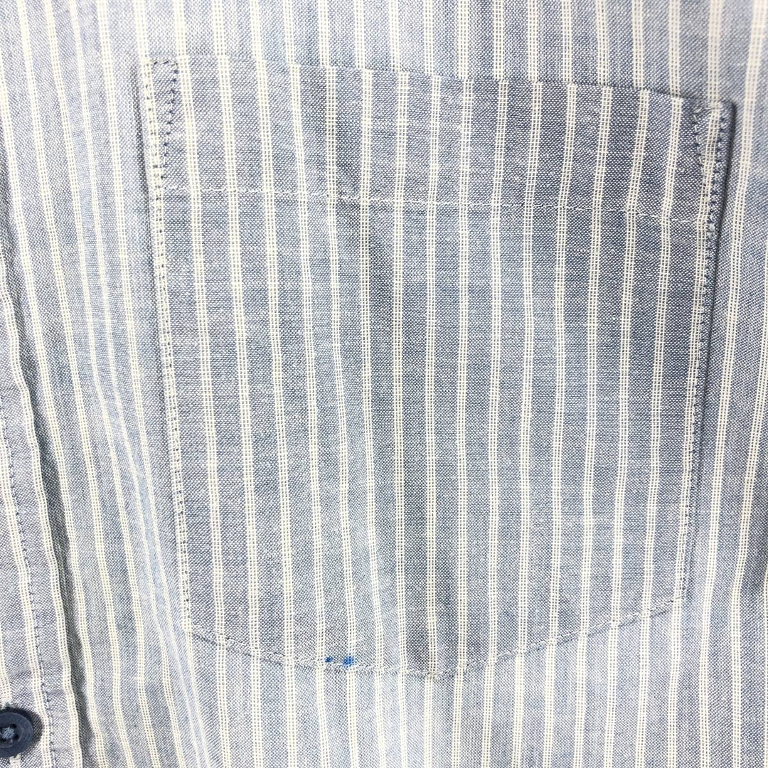 00'S Patagonia 5412SP20 short sleeve cotton striped shirt, men's size L cotton Blue type light blue Vintage Second Hand