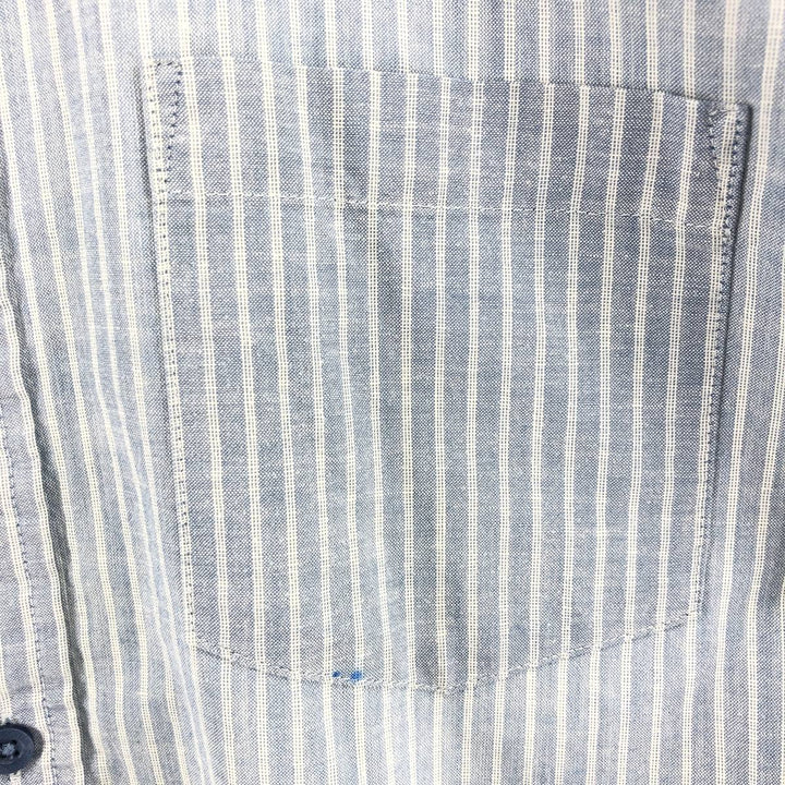 00'S Patagonia 5412SP20 short sleeve cotton striped shirt, men's size L cotton Blue type light blue Vintage Second Hand