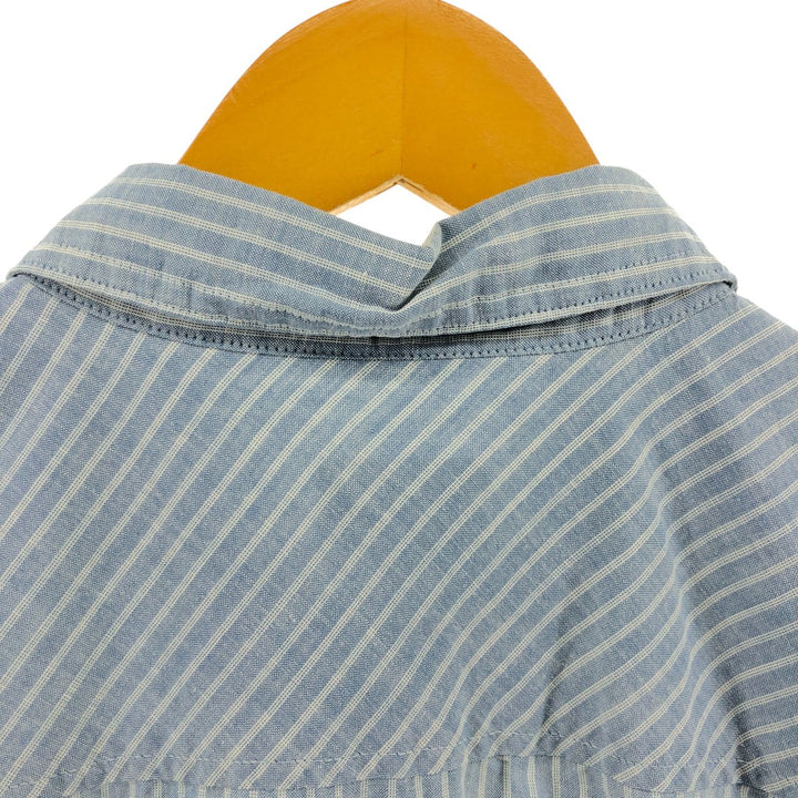 00'S Patagonia 5412SP20 short sleeve cotton striped shirt, men's size L cotton Blue type light blue Vintage Second Hand