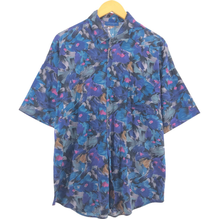 80s-90'S Town Craft TOWN CRAFT all-over print short-sleeve cotton shirt made in USA men's size L vintage cotton multicolor Vintage Second Hand