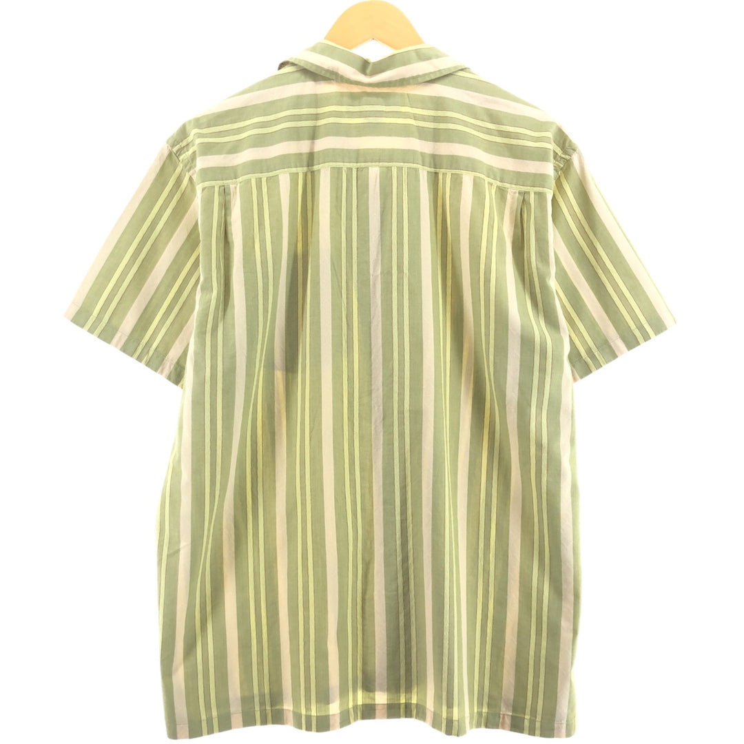 00'S Banana Republic Multi-stripe short sleeve open collar cotton shirt, men's size L cotton Khaki type Vintage Second Hand