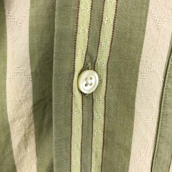 00'S Banana Republic Multi-stripe short sleeve open collar cotton shirt, men's size L cotton Khaki type Vintage Second Hand
