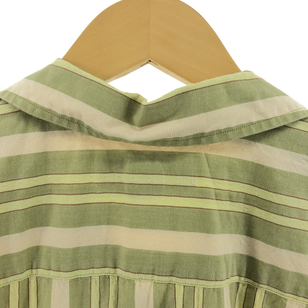 00'S Banana Republic Multi-stripe short sleeve open collar cotton shirt, men's size L cotton Khaki type Vintage Second Hand