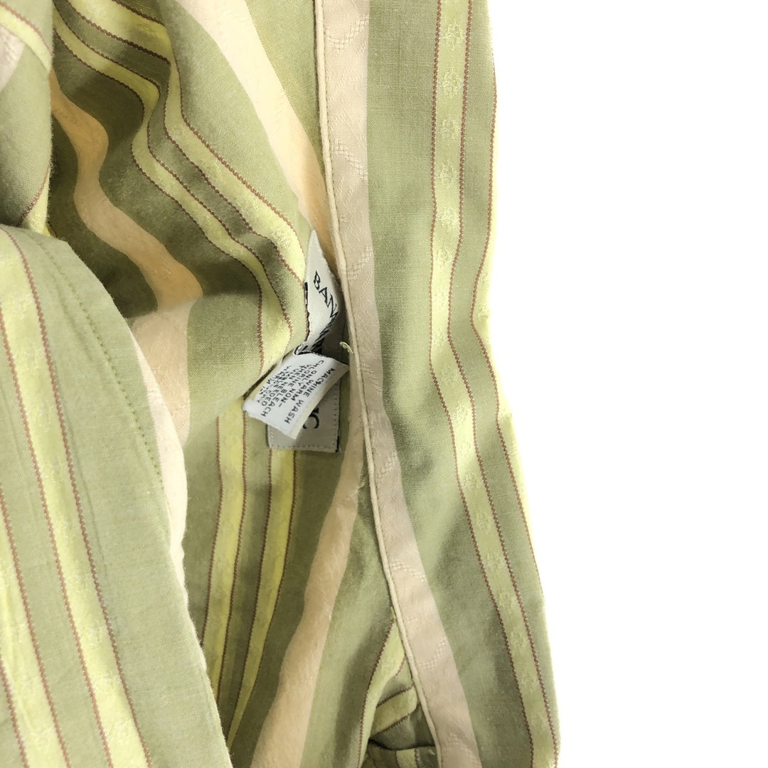 00'S Banana Republic Multi-stripe short sleeve open collar cotton shirt, men's size L cotton Khaki type Vintage Second Hand