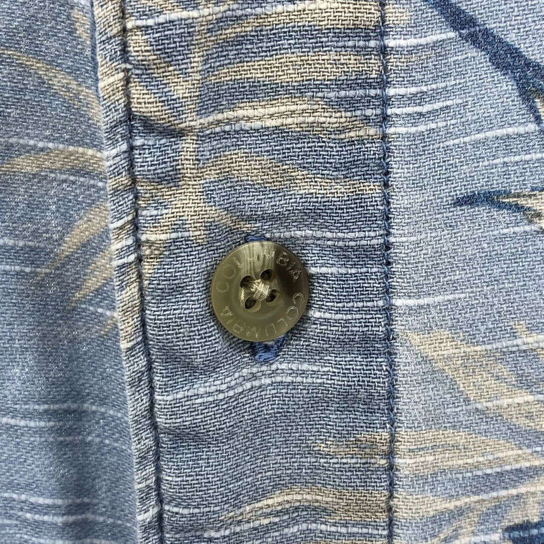 90s~00'S Columbia All-over Fish Pattern Box Shirt, Short Sleeve Cotton Shirt, Men's XS Size cotton Blue type light blue Vintage Second Hand