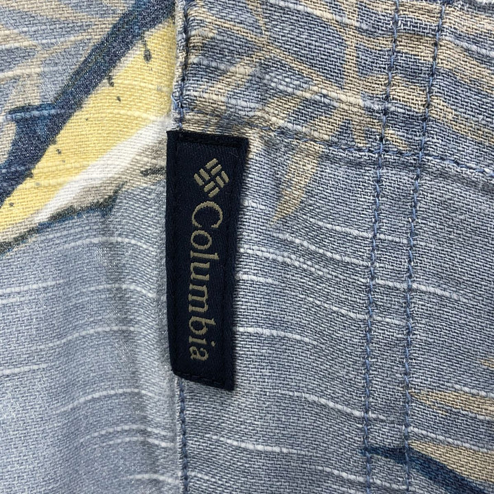 90s~00'S Columbia All-over Fish Pattern Box Shirt, Short Sleeve Cotton Shirt, Men's XS Size cotton Blue type light blue Vintage Second Hand