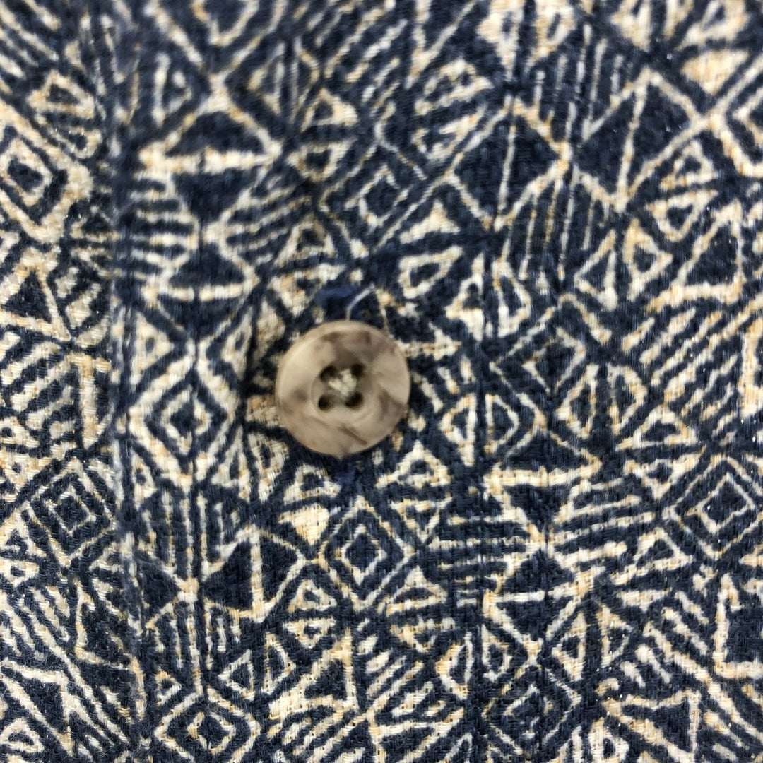 ~00'S WOOLRICH All-over print short-sleeve cotton shirt, men's size L cotton navy blue type Vintage Second Hand