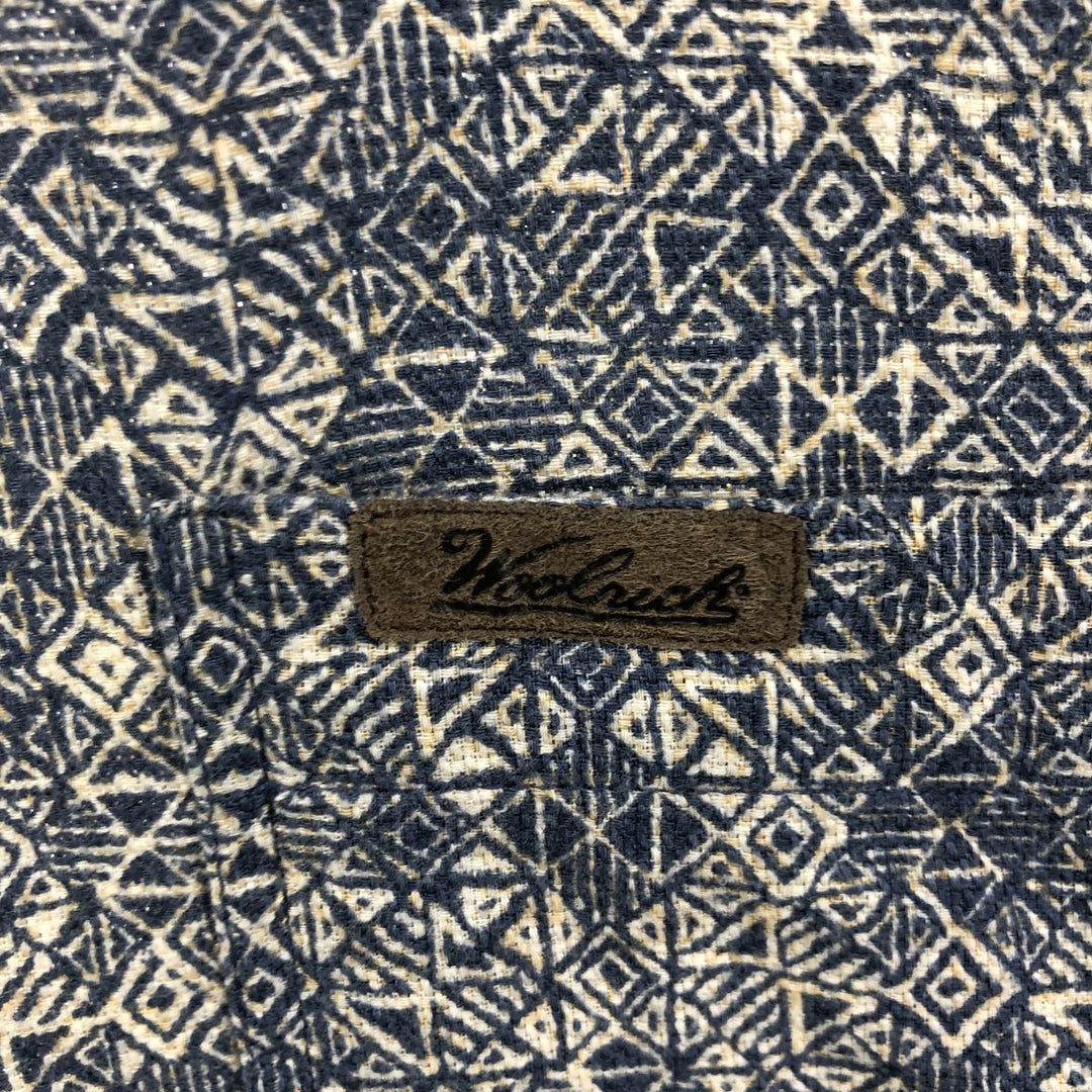~00'S WOOLRICH All-over print short-sleeve cotton shirt, men's size L cotton navy blue type Vintage Second Hand
