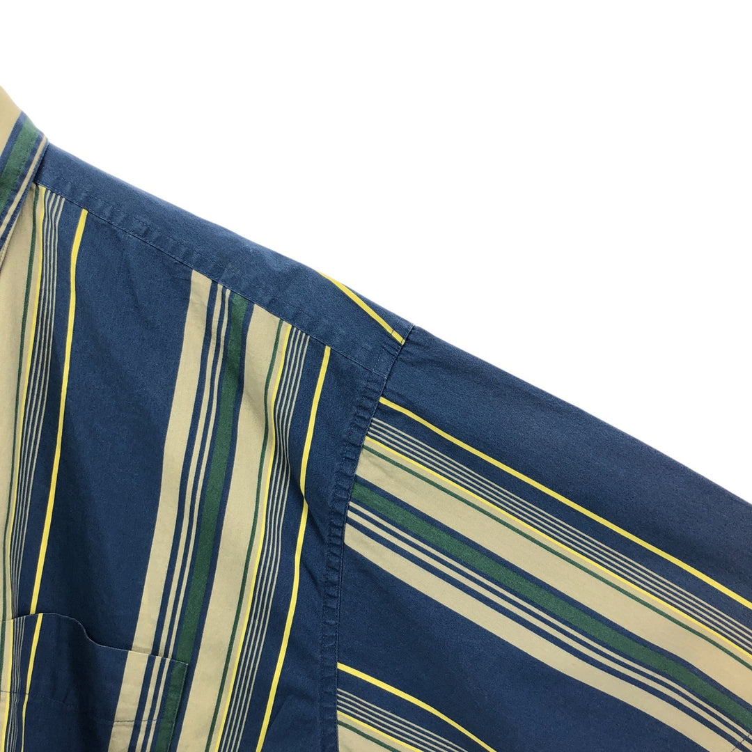 90'S LLBean Short Sleeve Cotton Striped Shirt, Men's Size L, Vintage cotton green type Vintage Second Hand