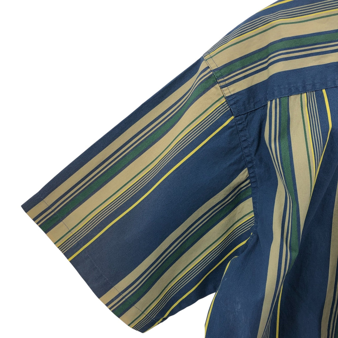 90'S LLBean Short Sleeve Cotton Striped Shirt, Men's Size L, Vintage cotton green type Vintage Second Hand