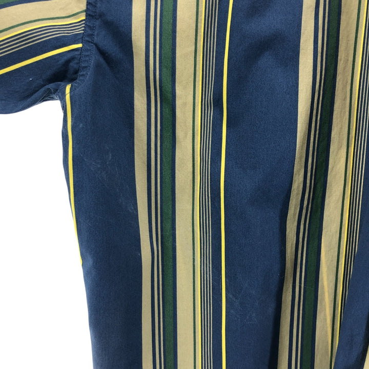 90'S LLBean Short Sleeve Cotton Striped Shirt, Men's Size L, Vintage cotton green type Vintage Second Hand