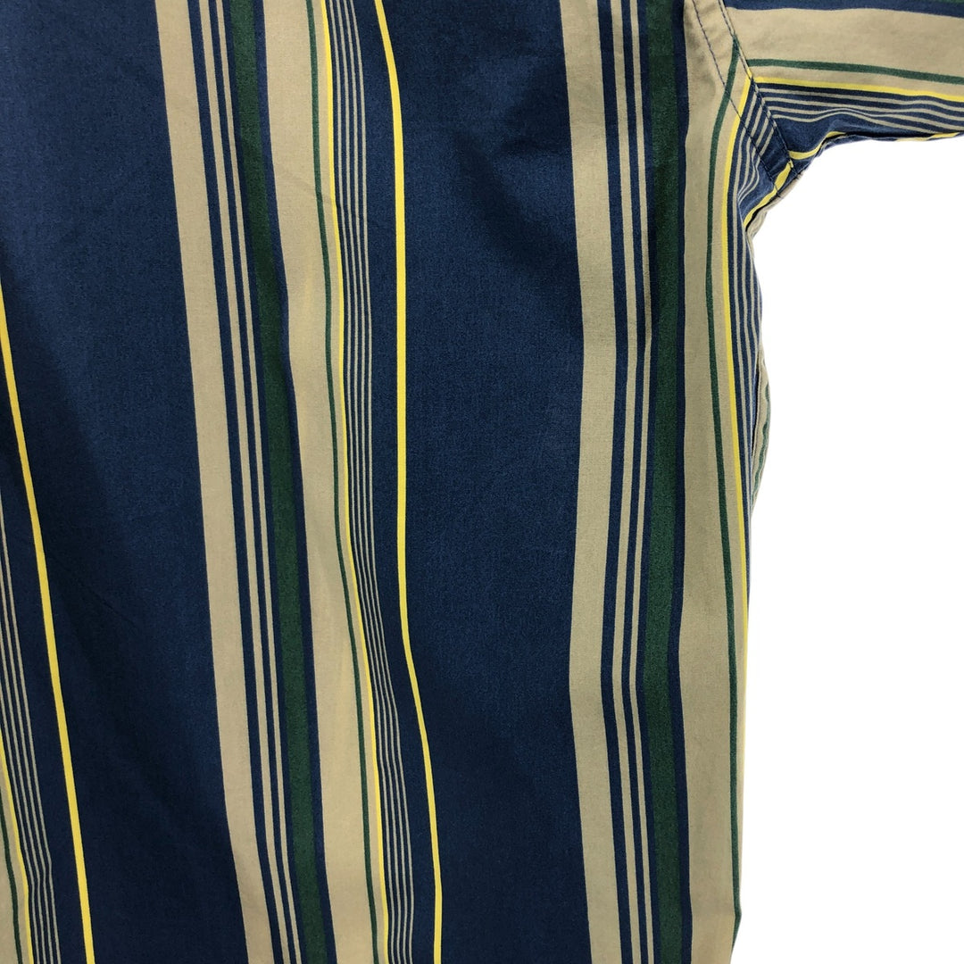 90'S LLBean Short Sleeve Cotton Striped Shirt, Men's Size L, Vintage cotton green type Vintage Second Hand
