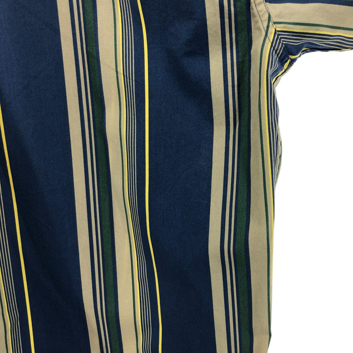 90'S LLBean Short Sleeve Cotton Striped Shirt, Men's Size L, Vintage cotton green type Vintage Second Hand