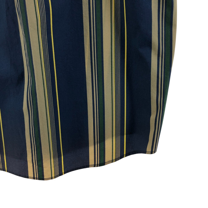 90'S LLBean Short Sleeve Cotton Striped Shirt, Men's Size L, Vintage cotton green type Vintage Second Hand