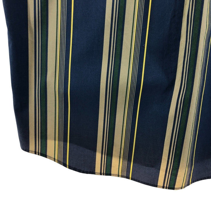90'S LLBean Short Sleeve Cotton Striped Shirt, Men's Size L, Vintage cotton green type Vintage Second Hand