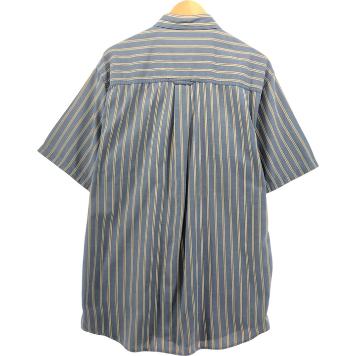 80s-90'S Eddie Bauer Short Sleeve Cotton Striped Shirt Men's L Size Vintage cotton gray type Vintage Second Hand