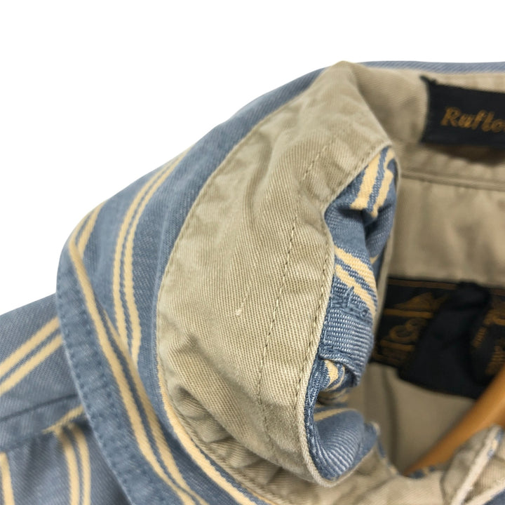 80s-90'S Eddie Bauer Short Sleeve Cotton Striped Shirt Men's L Size Vintage cotton gray type Vintage Second Hand