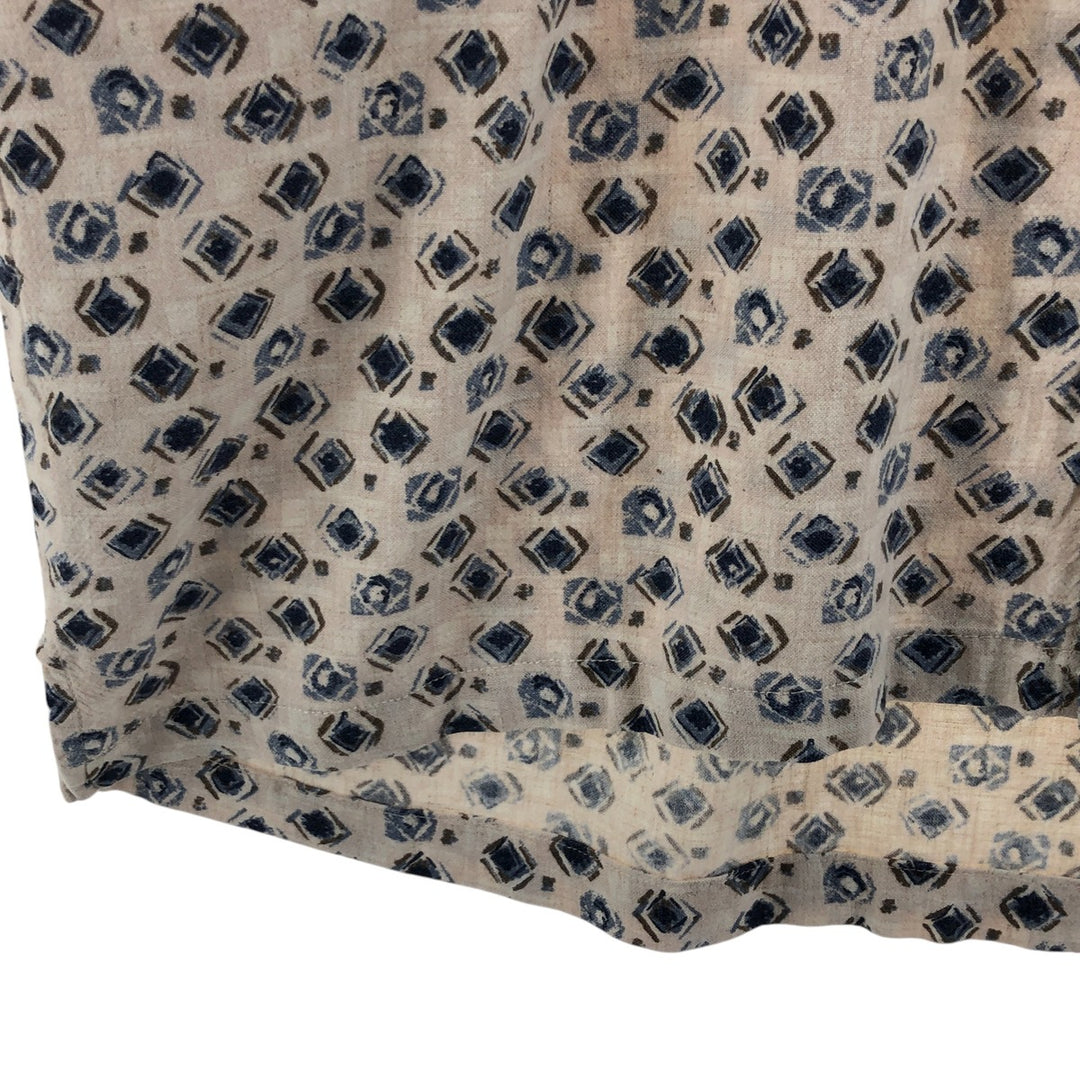 90'S Columbia all-over print short-sleeve rayon shirt, made in Sri Lanka, size L, men's size L, vintage Viscose rayon pale white type Vintage Second Hand