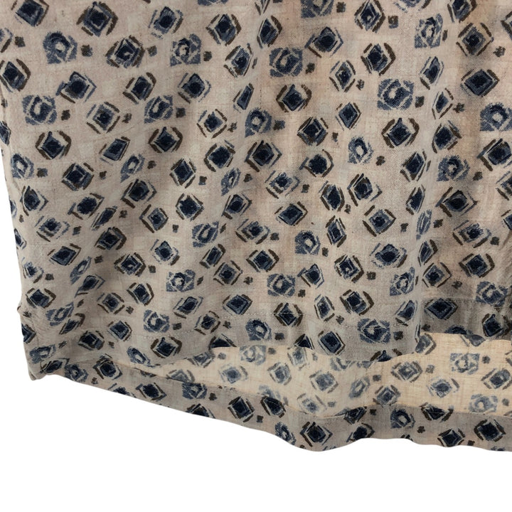 90'S Columbia all-over print short-sleeve rayon shirt, made in Sri Lanka, size L, men's size L, vintage Viscose rayon pale white type Vintage Second Hand