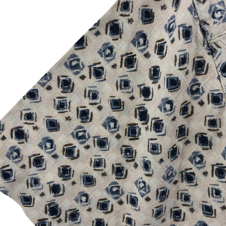 90'S Columbia all-over print short-sleeve rayon shirt, made in Sri Lanka, size L, men's size L, vintage Viscose rayon pale white type Vintage Second Hand
