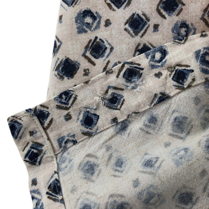 90'S Columbia all-over print short-sleeve rayon shirt, made in Sri Lanka, size L, men's size L, vintage Viscose rayon pale white type Vintage Second Hand