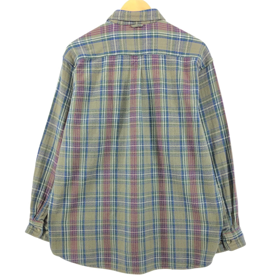 90'S Vintage Timberland Long Sleeve Heavy Flannel Check Shirt, Men's Medium cotton green type yellow green Vintage Second Hand
